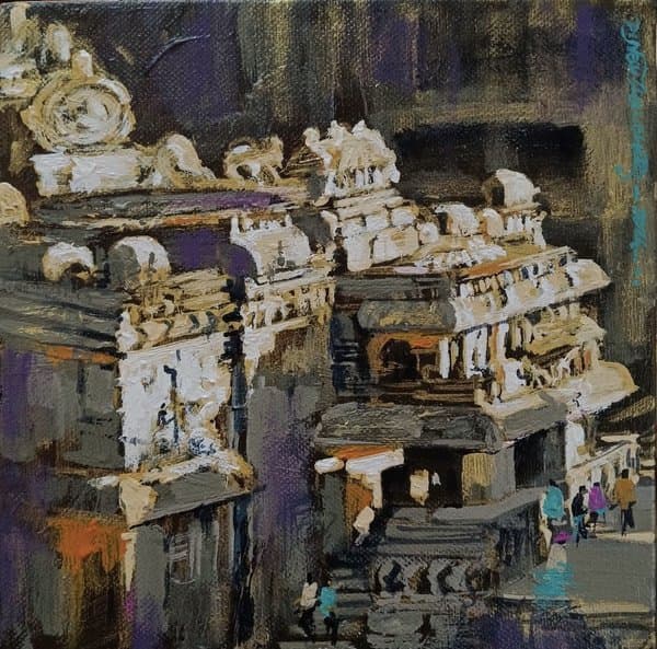 Kailash Temple Corner | Handmade Heritage Painting