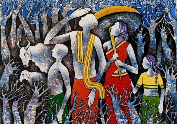 Will It Rain | Original Folk Village Painting