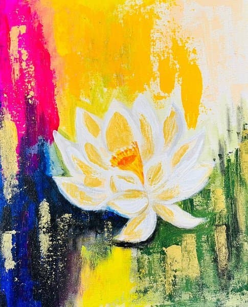 Bloom Beyond Stillness | Lotus Abstract Painting