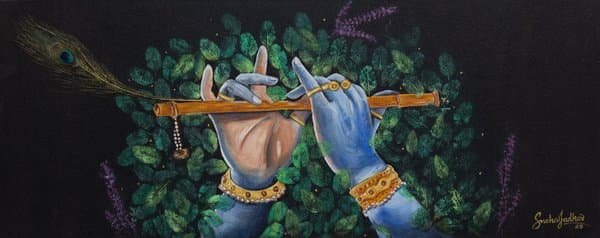 Divine Serenade | Lord Krishna Spiritual Wall Painting