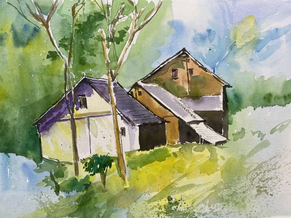 Houses in the Jungle | Rural Landscape Art