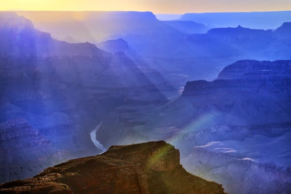 Canyon Twilight With Rainbow