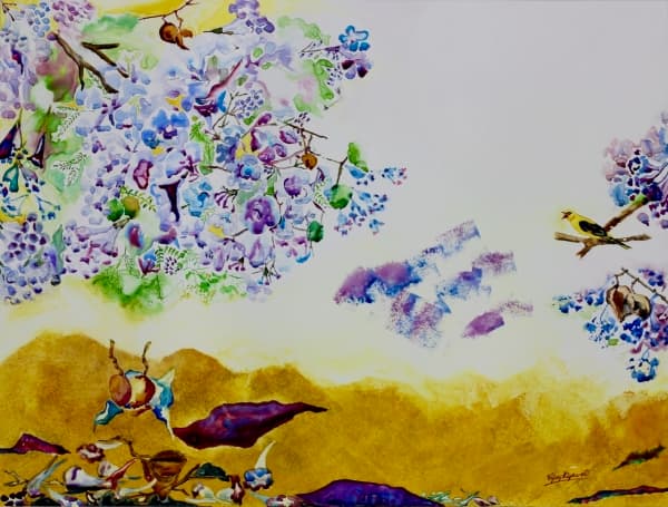 Vasant Ritu | Watercolor Floral Landscape Painting