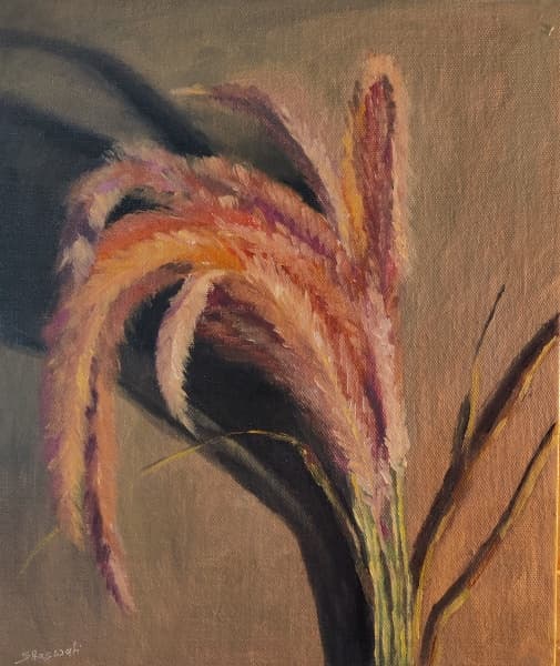 Dry Grass Flowers | Nature Oil Painting