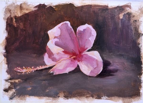 The Pink Hibiscus | Floral Oil Painting