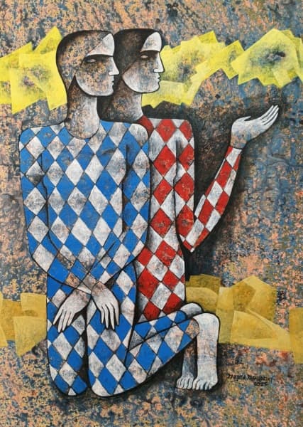 Conversation With The Clouds | Figurative Acrylic Painting