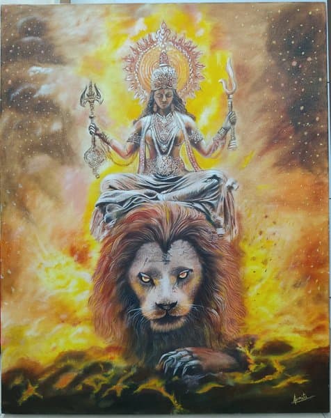 The Divine Protector | Goddess Durga Painting