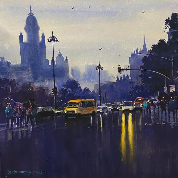 Mumbai Blue | Handmade Cityscape Wall Art