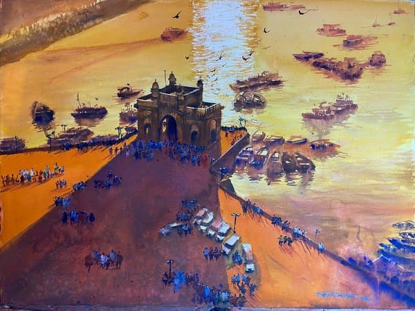 Golden Gateway | Mumbai Cityscape Painting