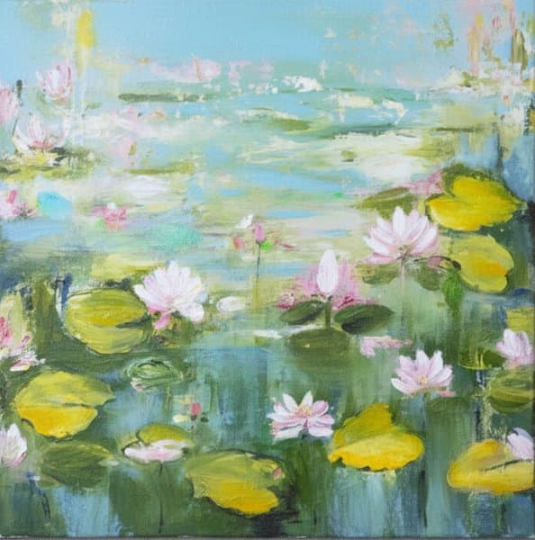 Blooming Serenity | Impressionist Lotus Pond Painting