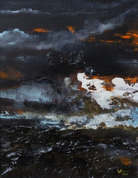 Embers on the Horizon | Atmospheric Seascape Painting