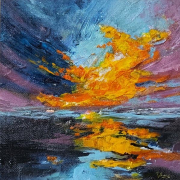 Golden Reflection | Abstract Expressionist Landscape
