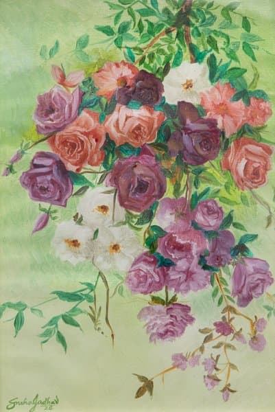 Floral Cascade | Hand-Painted Rose Still Life in Oil