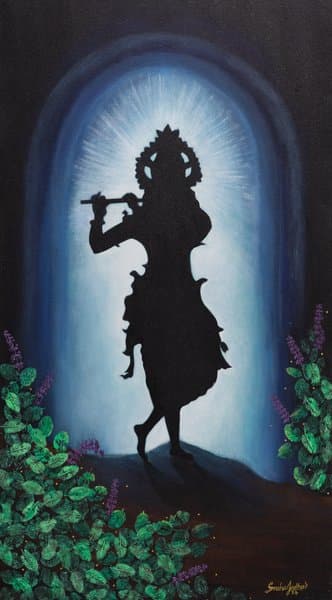 Mystical Krishna | Divine Flute acrylic canvas artwork