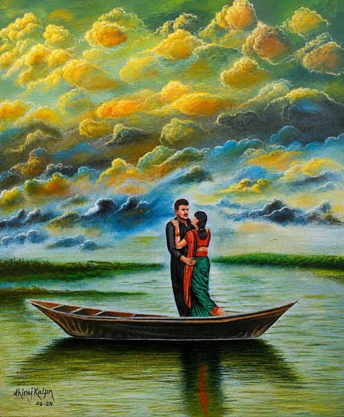 Whispers Across The River | Scenic Love Painting
