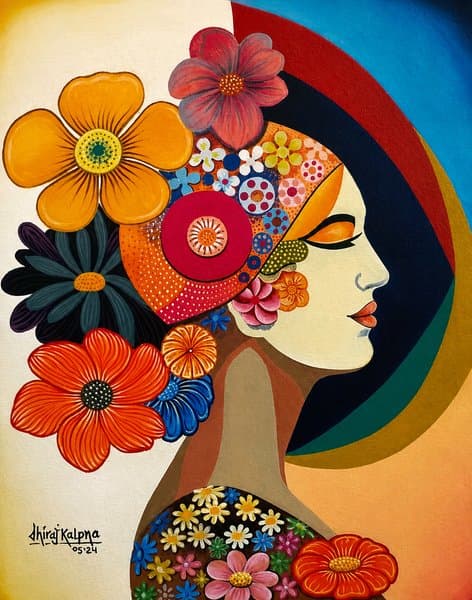 Floral Muse | Woman Portrait Painting