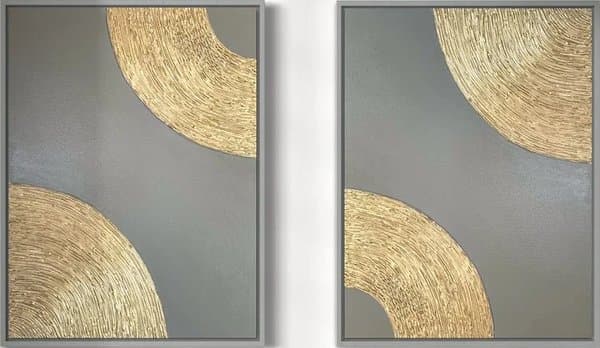Golden Reverie Abstract Canvas Wall Art Set of 2