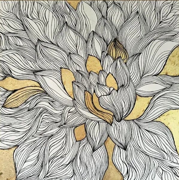 Golden Petal Symphony | Modern Floral Wall Art