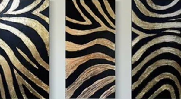 Rippled Symmetry | Modern Gold & Black Abstract Art