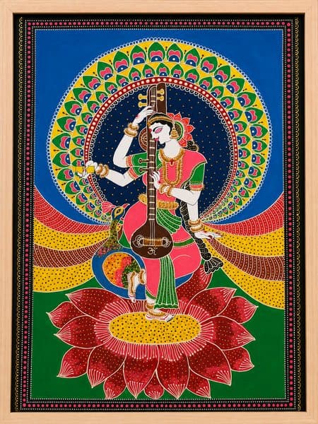 Divine Saraswati | Handmade Goddess Painting