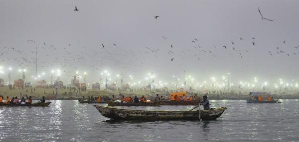 Morning View Of Banaras Kumbh Mela